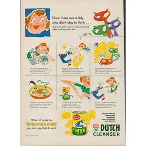 1954 New Old Dutch Cleanser Vintage Print Ad, "Sunshine Suds" (L5)